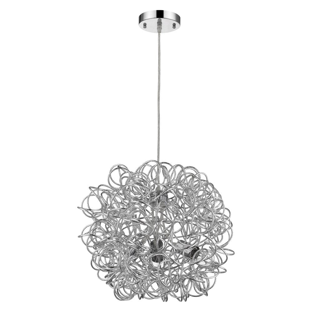 Mingle 3-Light Polished Chrome Pendant With Faceted Chrome Aluminum Wire Shade — view 2