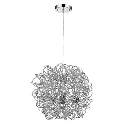 Mingle 3-Light Polished Chrome Pendant With Faceted Chrome Aluminum Wire Shade HomeRoots