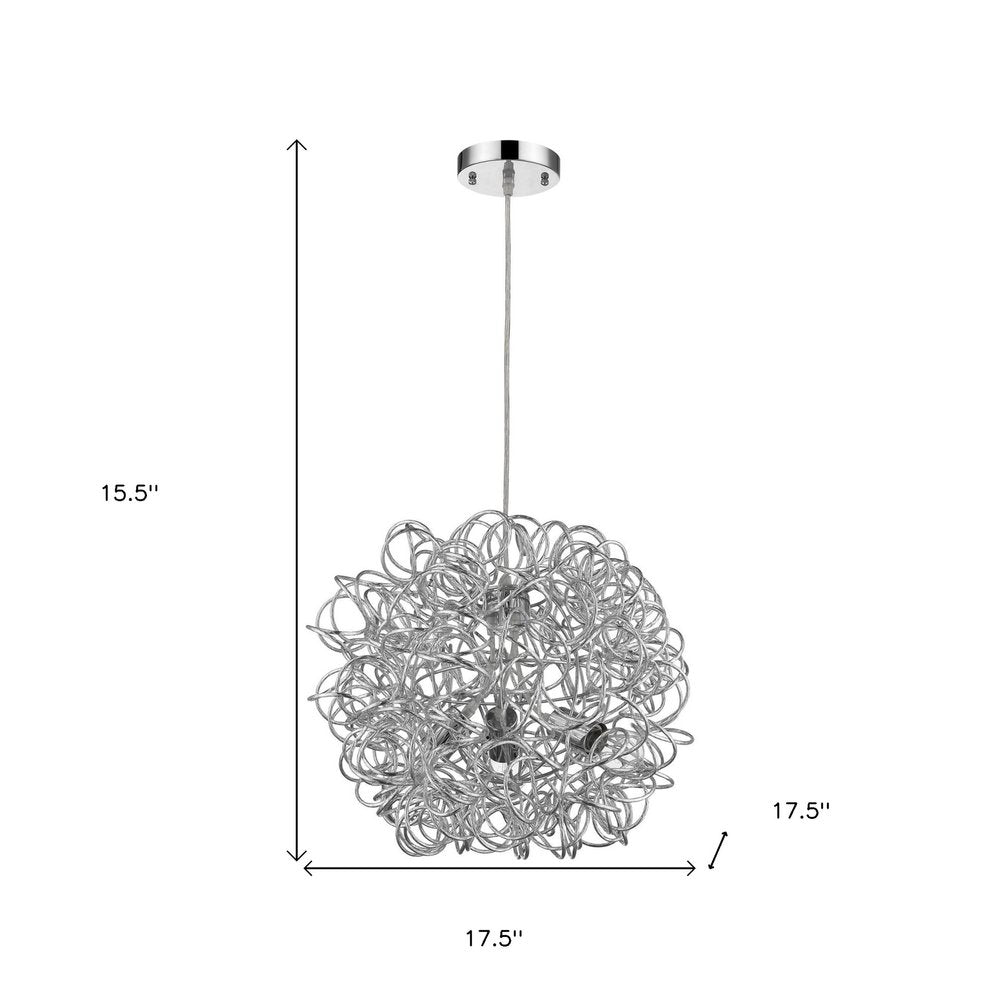 Mingle 3-Light Polished Chrome Pendant With Faceted Chrome Aluminum Wire Shade — view 5