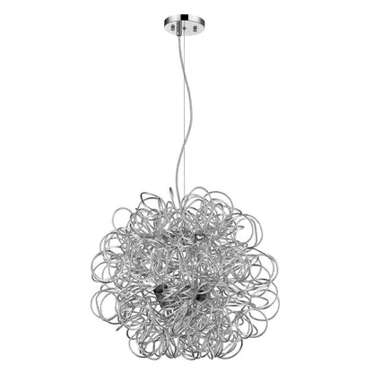 Mingle 4-Light Polished Chrome Pendant With Faceted Chrome Aluminum Wire Shade HomeRoots