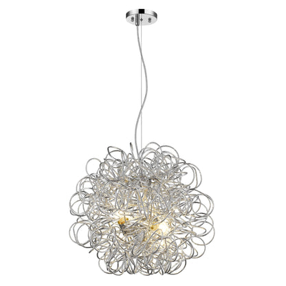 Mingle 4-Light Polished Chrome Pendant With Faceted Chrome Aluminum Wire Shade