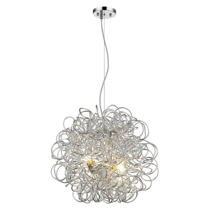 Mingle 4-Light Polished Chrome Pendant With Faceted Chrome Aluminum Wire Shade HomeRoots