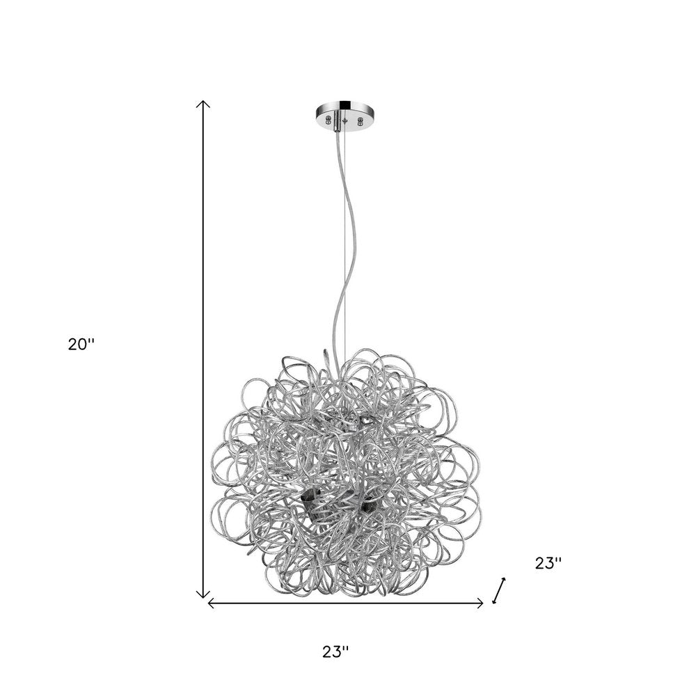 Mingle 4-Light Polished Chrome Pendant With Faceted Chrome Aluminum Wire Shade HomeRoots