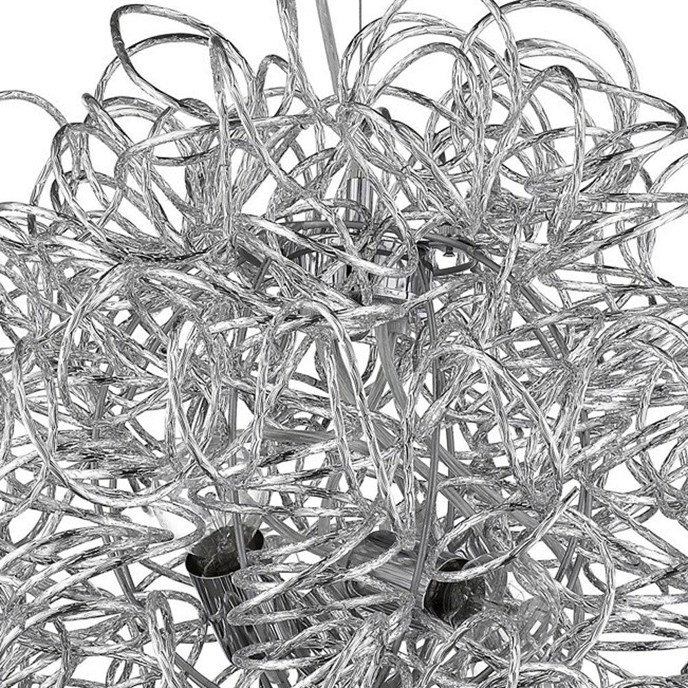 Mingle 4-Light Polished Chrome Pendant With Faceted Chrome Aluminum Wire Shade HomeRoots