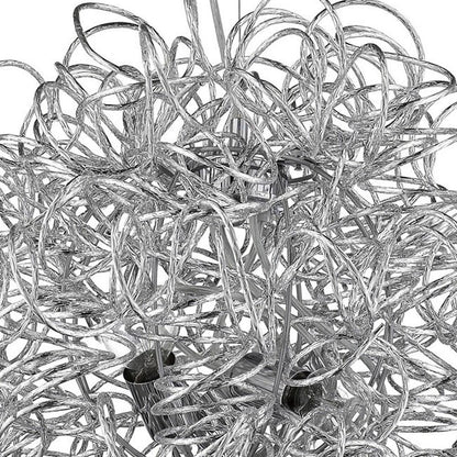 Mingle 4-Light Polished Chrome Pendant With Faceted Chrome Aluminum Wire Shade HomeRoots