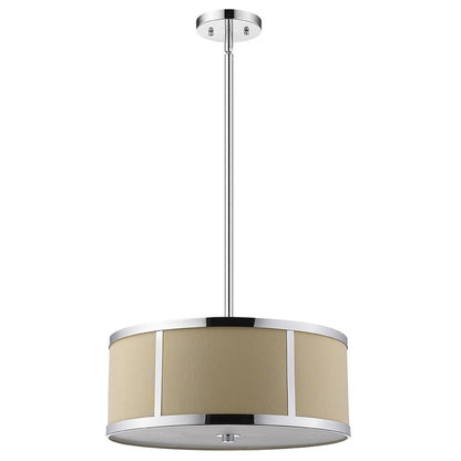 Butler 2-Light Polished Chrome Pendant With Coarse Cream Linen Shade And Opal Acrylic Diffuser HomeRoots