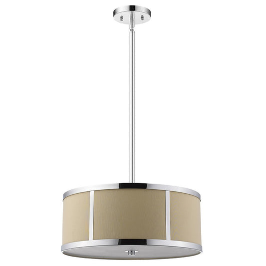 Butler 2-Light Polished Chrome Pendant With Coarse Cream Linen Shade And Opal Acrylic Diffuser HomeRoots