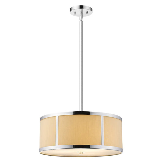 Butler 2-Light Polished Chrome Pendant With Coarse Cream Linen Shade And Opal Acrylic Diffuser HomeRoots
