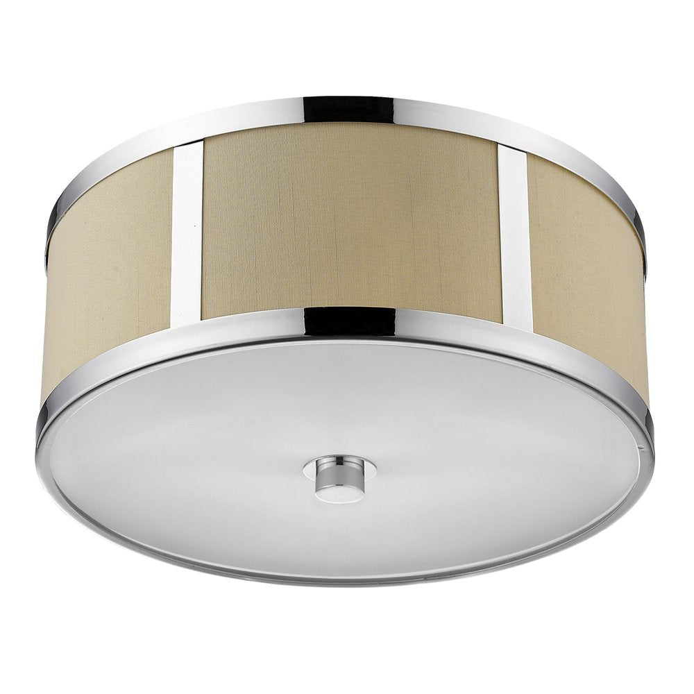 Butler 2-Light Polished Chrome Pendant With Coarse Cream Linen Shade And Opal Acrylic Diffuser HomeRoots