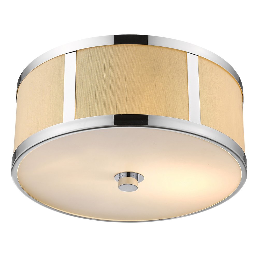 Butler 2-Light Polished Chrome Pendant With Coarse Cream Linen Shade And Opal Acrylic Diffuser HomeRoots