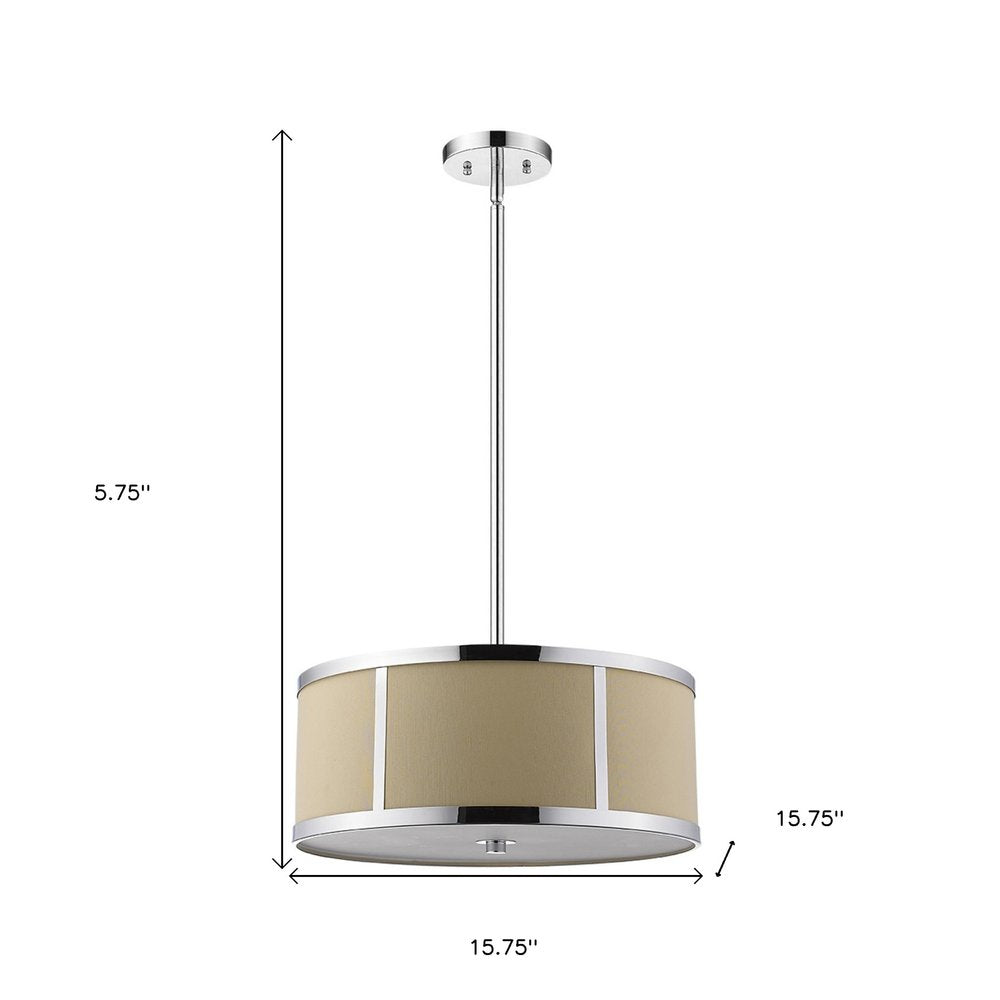 Butler 2-Light Polished Chrome Pendant With Coarse Cream Linen Shade And Opal Acrylic Diffuser HomeRoots