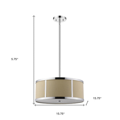 Butler 2-Light Polished Chrome Pendant With Coarse Cream Linen Shade And Opal Acrylic Diffuser HomeRoots