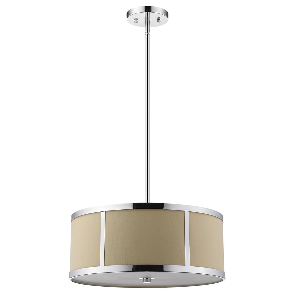 Butler 3-Light Polished Chrome Pendant With Coarse Cream Linen Shade And Opal Acrylic Diffuser HomeRoots