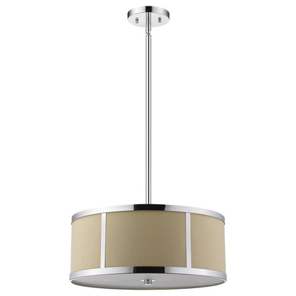 Butler 3-Light Polished Chrome Pendant With Coarse Cream Linen Shade And Opal Acrylic Diffuser HomeRoots