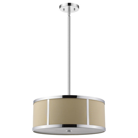 Butler 3-Light Polished Chrome Pendant With Coarse Cream Linen Shade And Opal Acrylic Diffuser HomeRoots