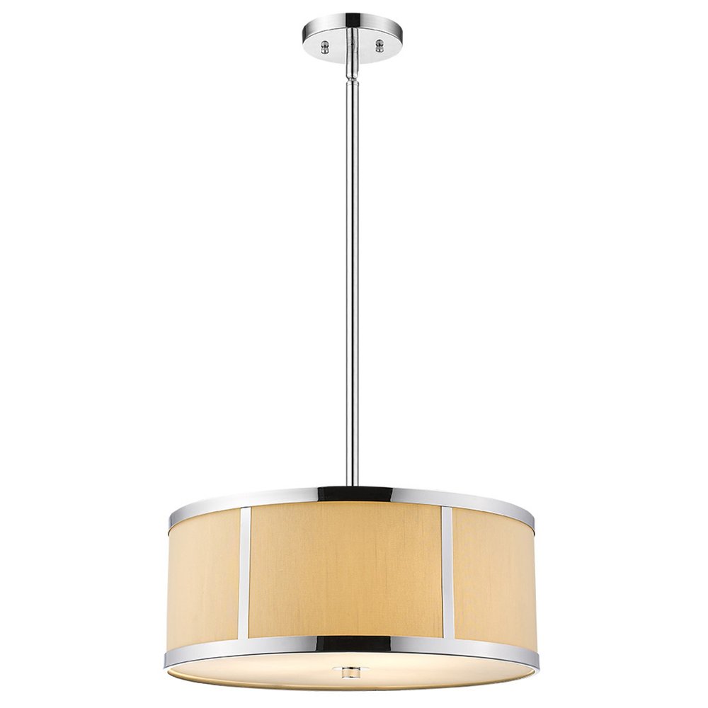 Butler 3-Light Polished Chrome Pendant With Coarse Cream Linen Shade And Opal Acrylic Diffuser HomeRoots