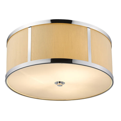 Butler 3-Light Polished Chrome Pendant With Coarse Cream Linen Shade And Opal Acrylic Diffuser HomeRoots