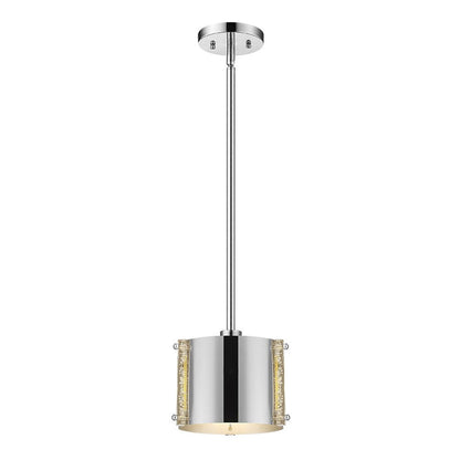 Zoom 1-Light Polished Stainless Steel Pendant With Seeded Acrylic Accents HomeRoots