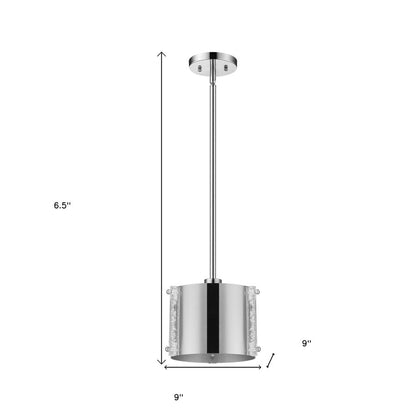 Zoom 1-Light Polished Stainless Steel Pendant With Seeded Acrylic Accents HomeRoots