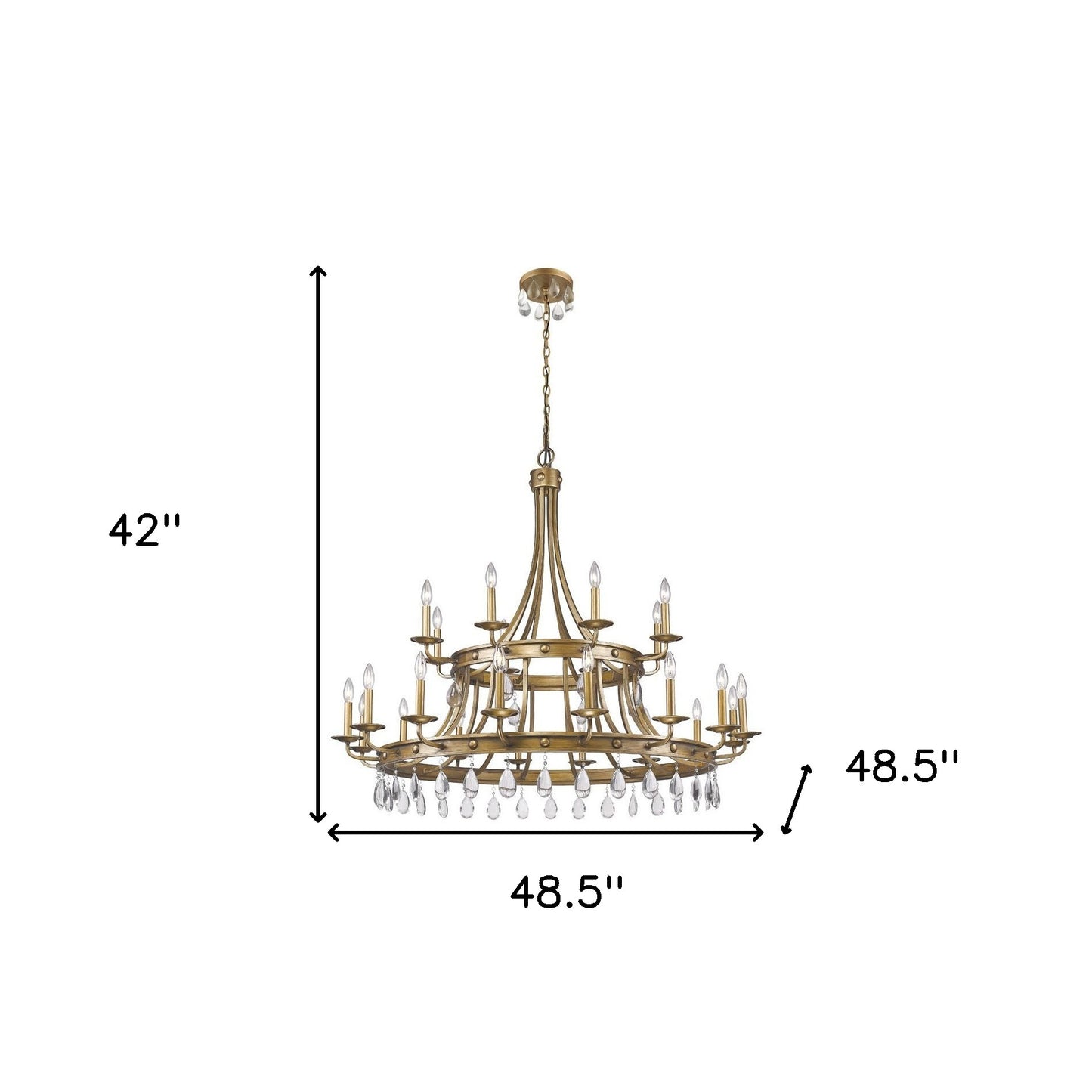 Krista 24-Light Antique Gold Chandelier With Crystal Accents