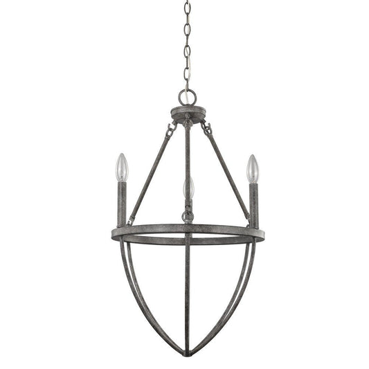 Ash Gray Candle Style Three Light Metal Dimmable Chandelier HomeRoots