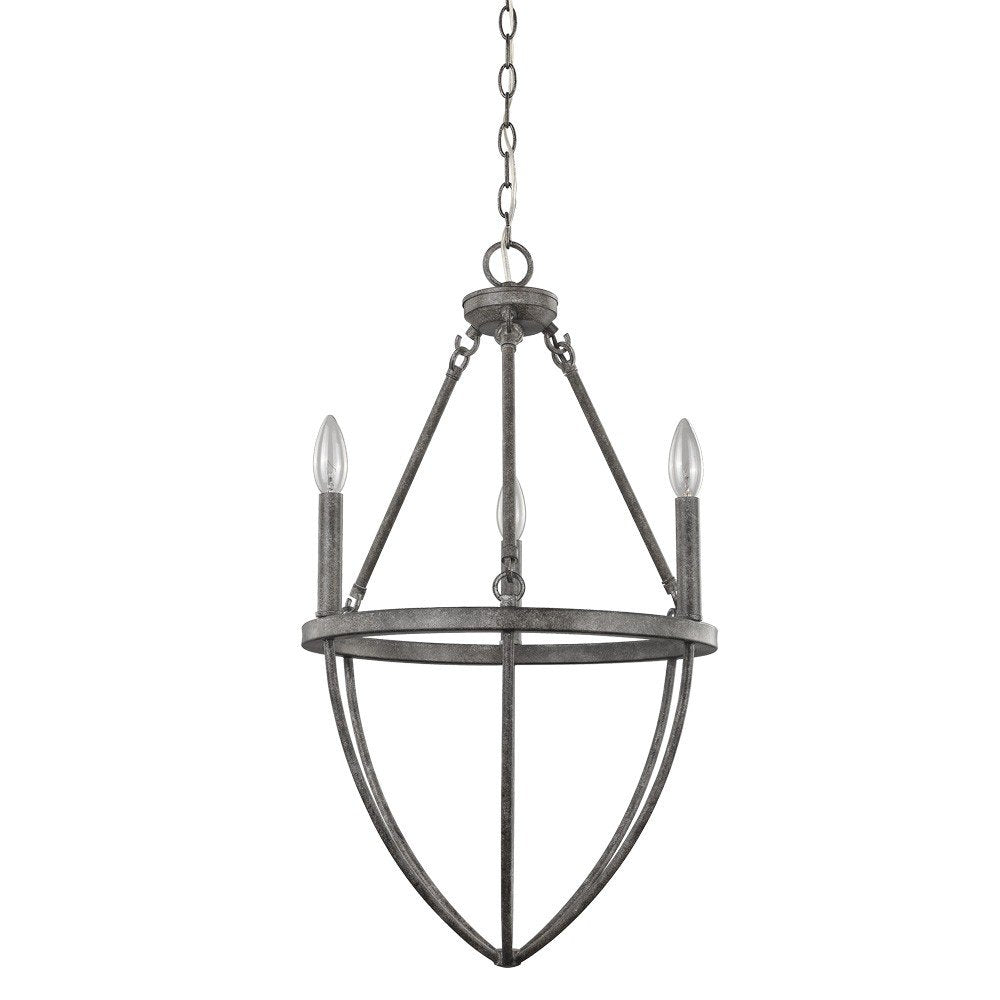 Ash Gray Candle Style Three Light Metal Dimmable Chandelier — view 1