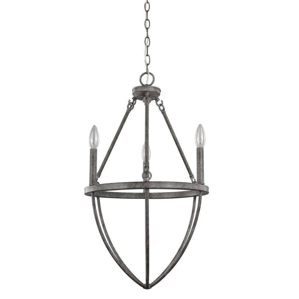 Ash Gray Candle Style Three Light Metal Dimmable Chandelier — view 2