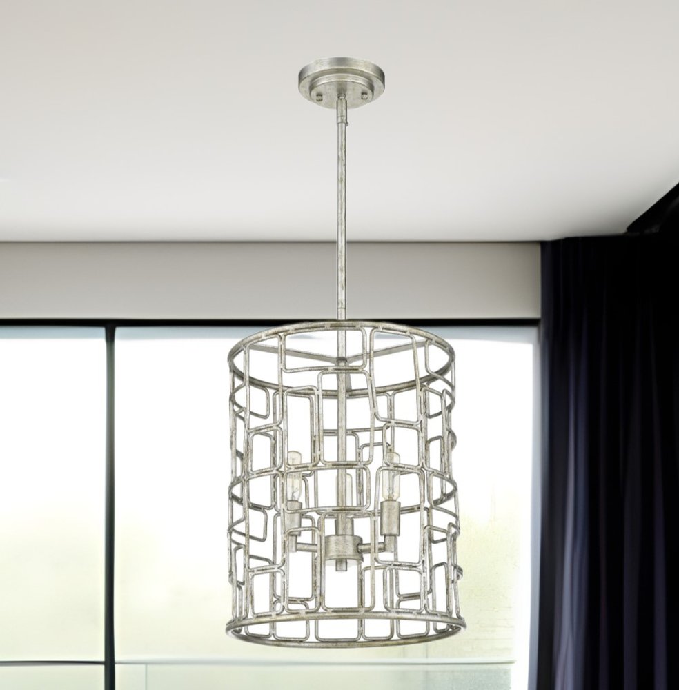 Amoret 3-Light Antique Silver Convertible Pendant HomeRoots