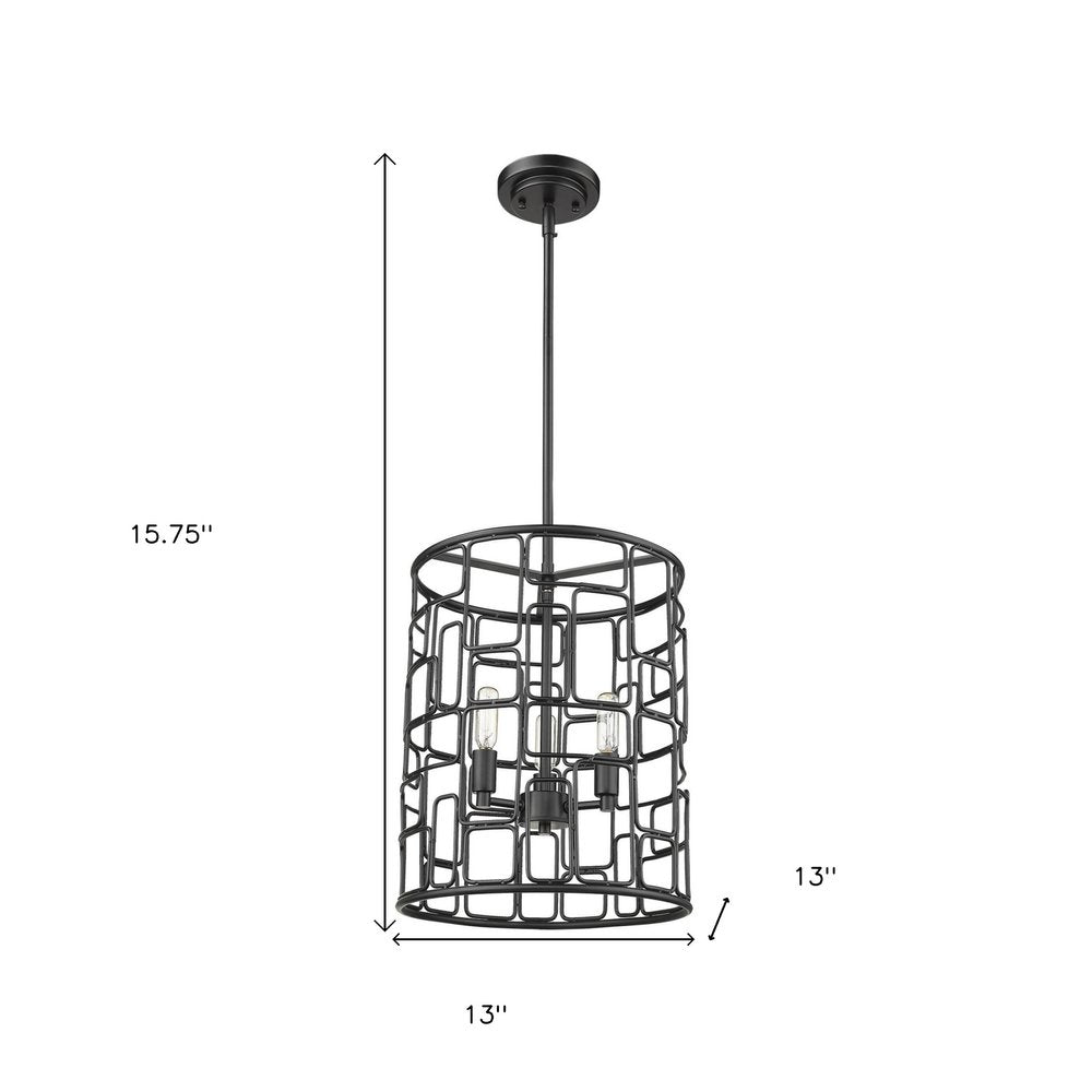 Amoret 3-Light Matte Black Convertible Pendant HomeRoots