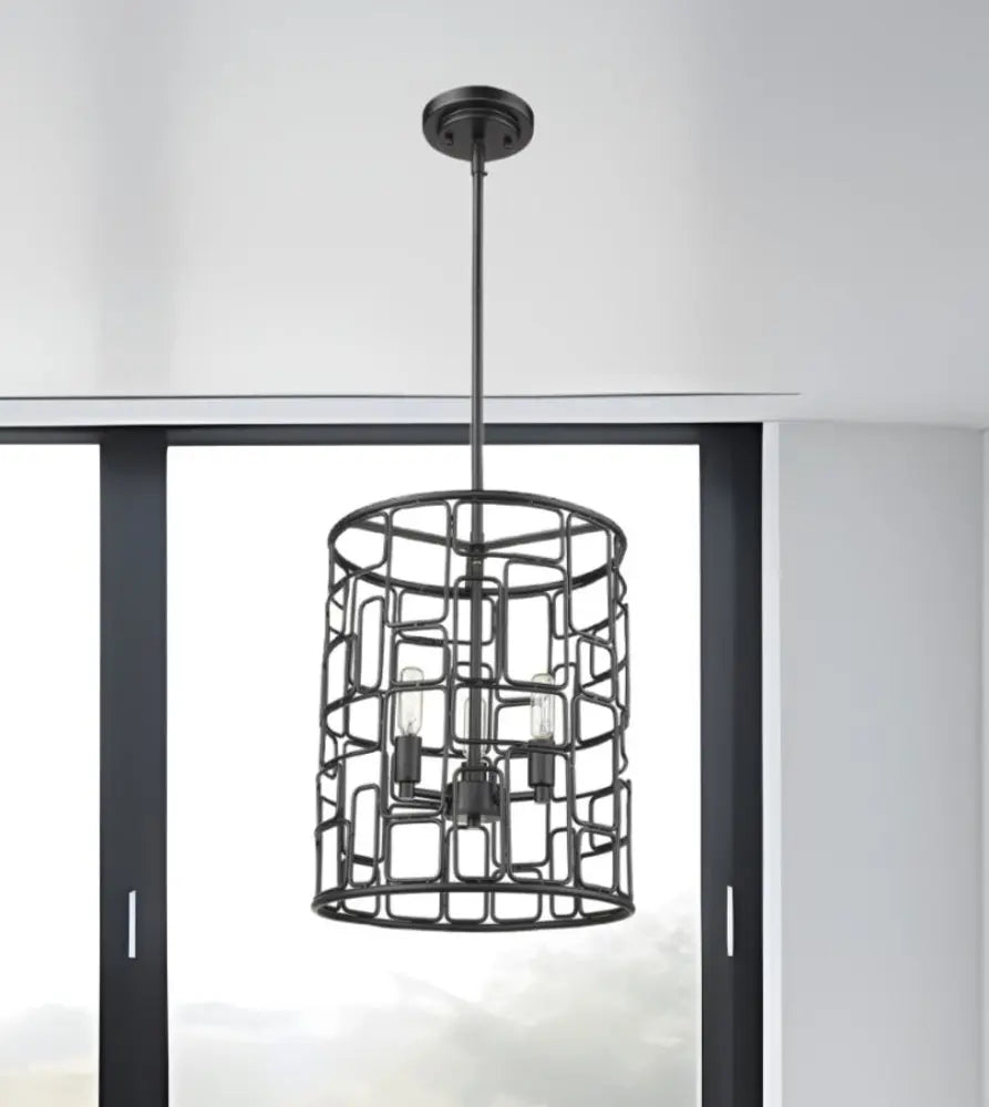 Amoret 3-Light Matte Black Convertible Pendant HomeRoots