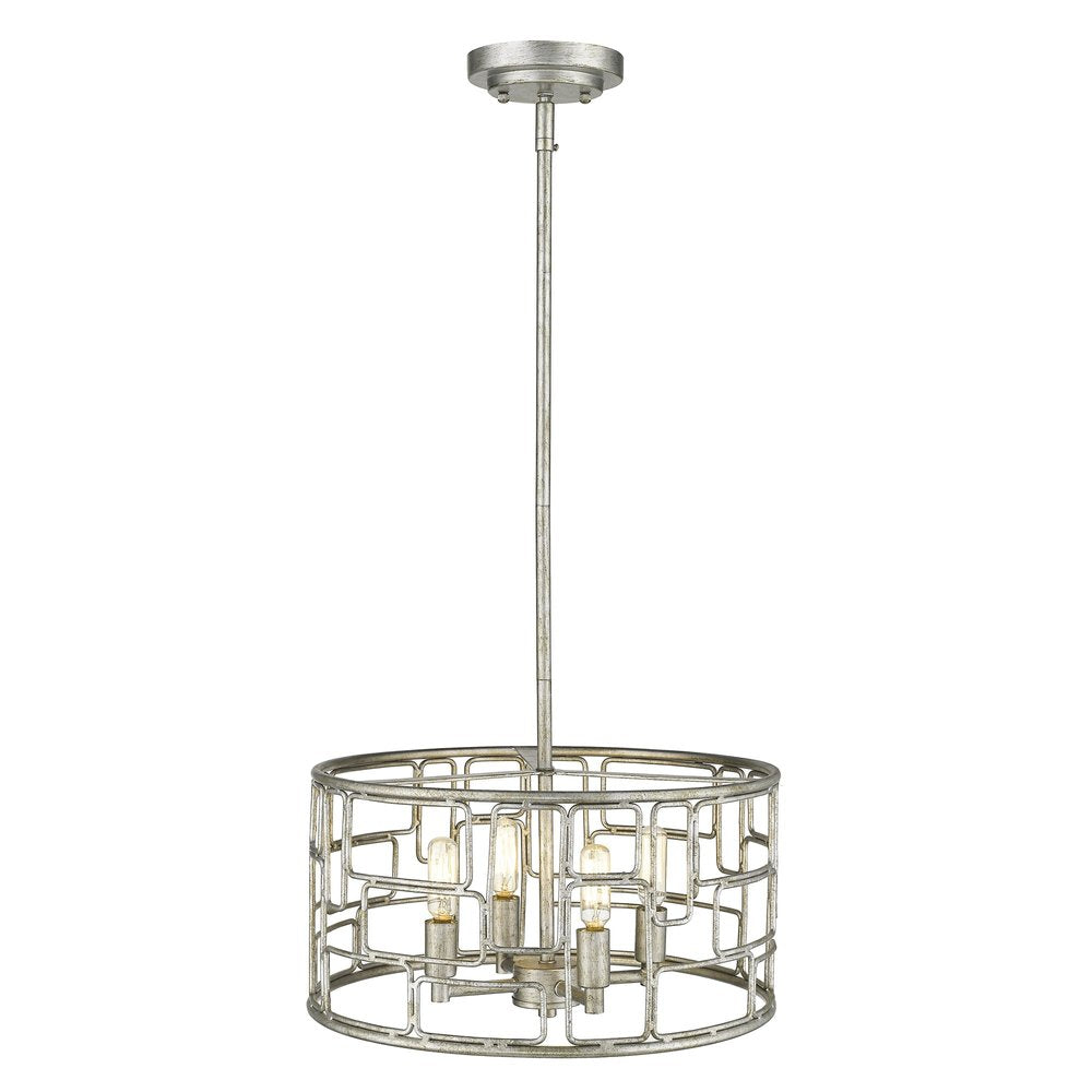 Amoret 4-Light Antique Silver Convertible Pendant HomeRoots