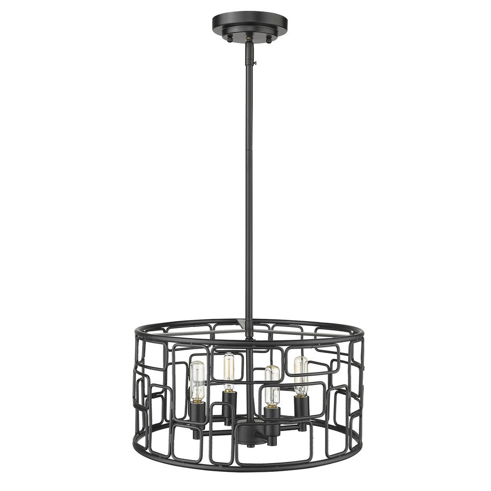 Amoret 4-Light Matte Black Convertible Pendant HomeRoots