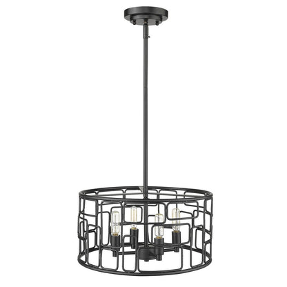 Amoret 4-Light Matte Black Convertible Pendant HomeRoots