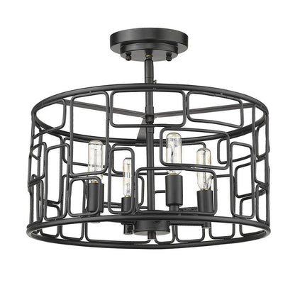 Amoret 4-Light Matte Black Convertible Pendant HomeRoots