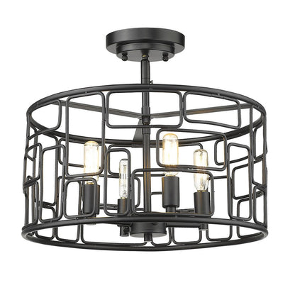 Amoret 4-Light Matte Black Convertible Pendant HomeRoots