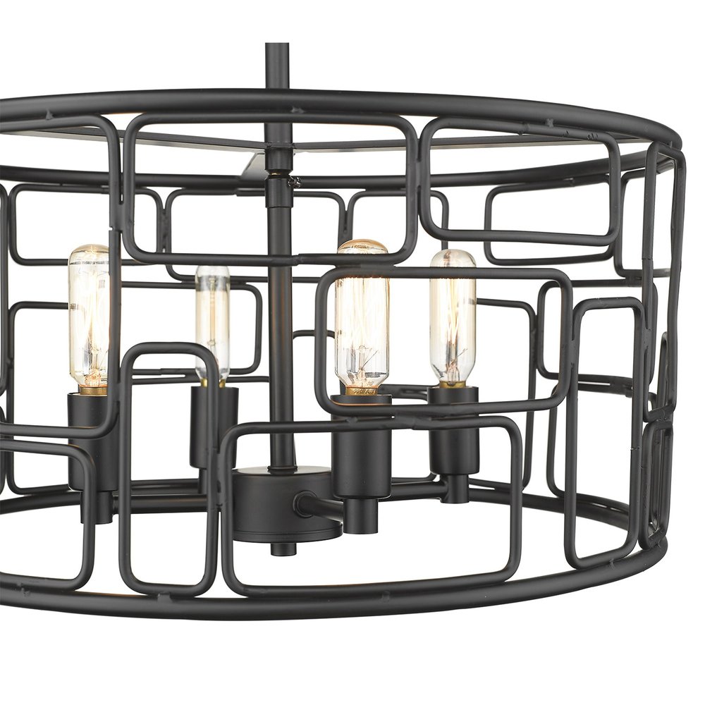 Amoret 4-Light Matte Black Convertible Pendant HomeRoots