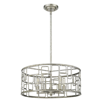Amoret 5-Light Antique Silver Convertible Pendant HomeRoots