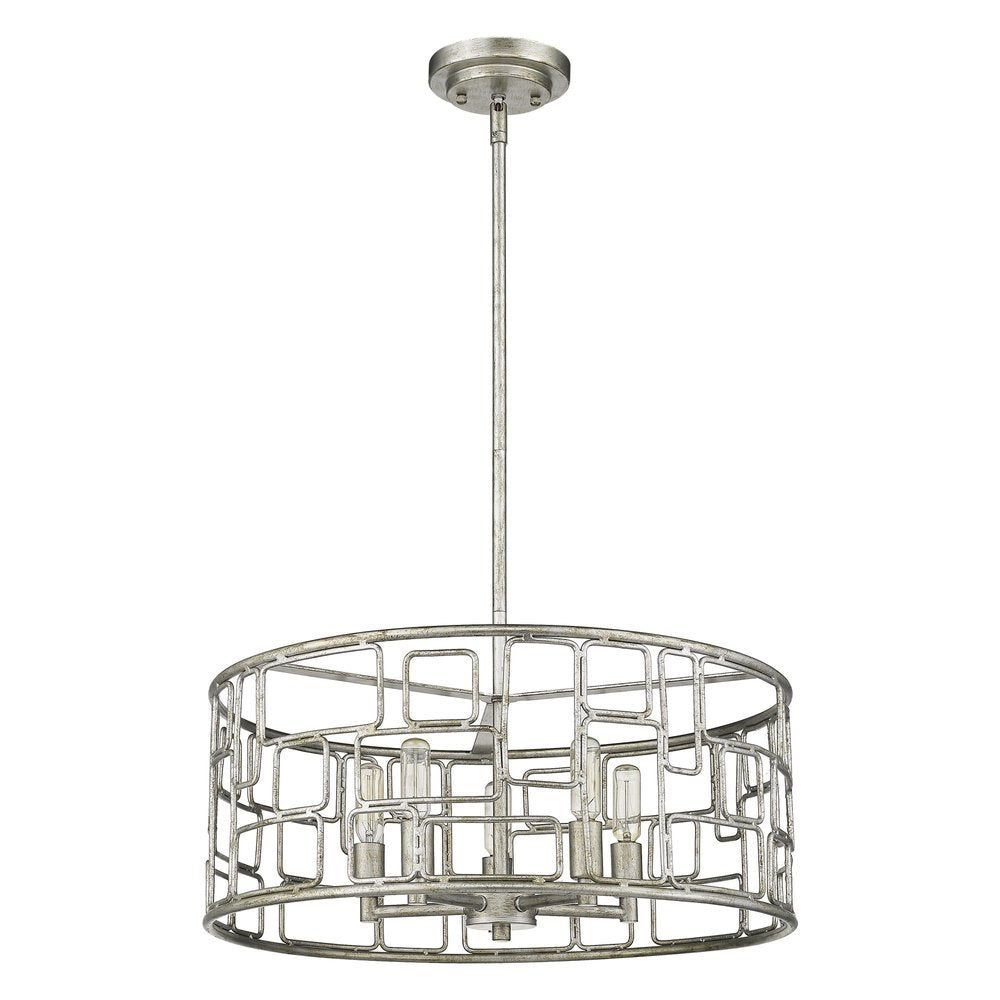 Amoret 5-Light Antique Silver Convertible Pendant HomeRoots