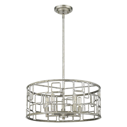 Amoret 5-Light Antique Silver Convertible Pendant HomeRoots