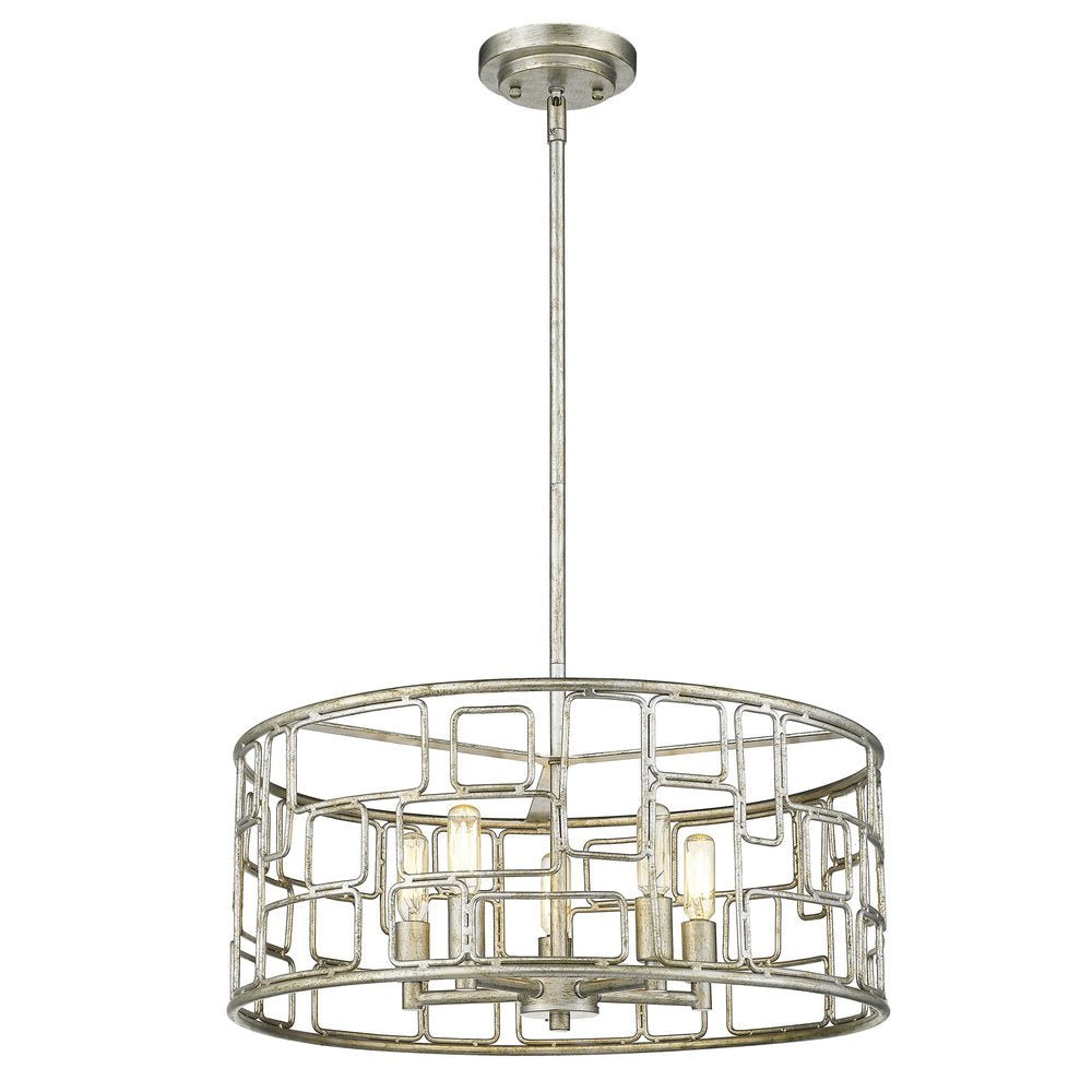 Amoret 5-Light Antique Silver Convertible Pendant HomeRoots