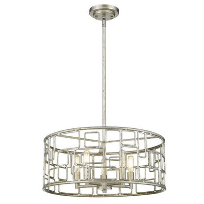 Amoret 5-Light Antique Silver Convertible Pendant HomeRoots