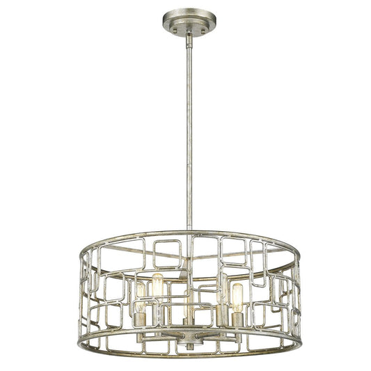 Amoret 5-Light Antique Silver Convertible Pendant HomeRoots