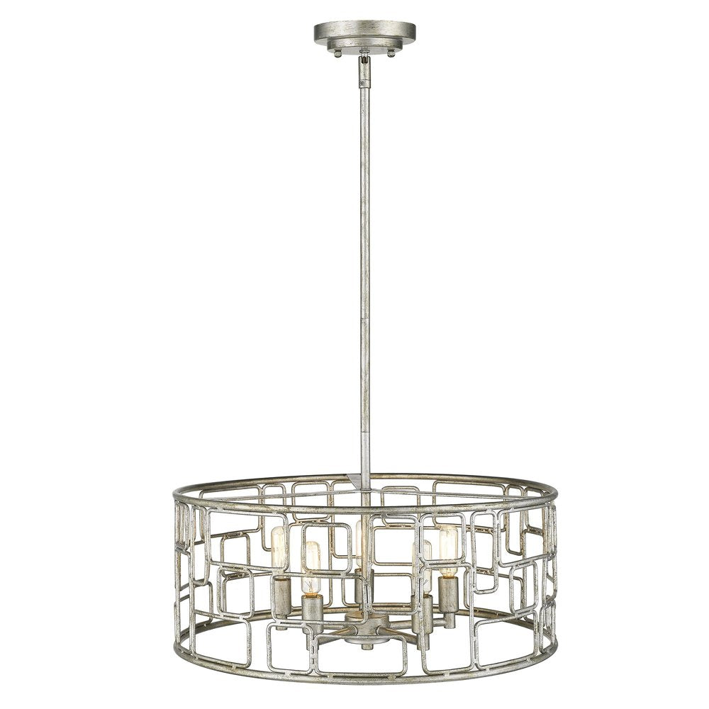 Amoret 5-Light Antique Silver Convertible Pendant HomeRoots
