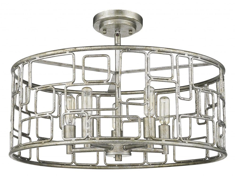Amoret 5-Light Antique Silver Convertible Pendant HomeRoots