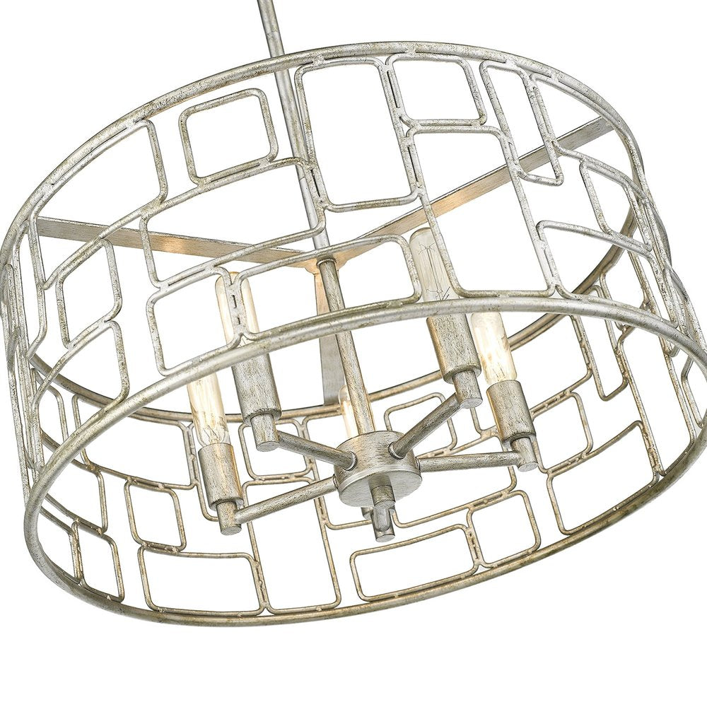 Amoret 5-Light Antique Silver Convertible Pendant HomeRoots