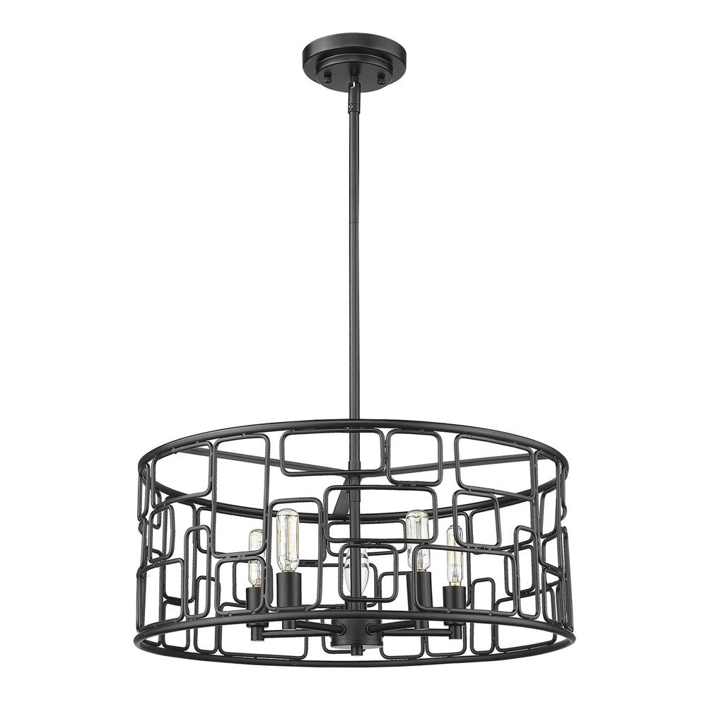 Amoret 5-Light Matte Black Convertible Pendant HomeRoots