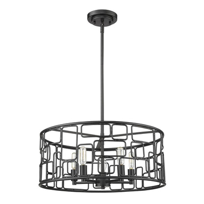 Amoret 5-Light Matte Black Convertible Pendant HomeRoots