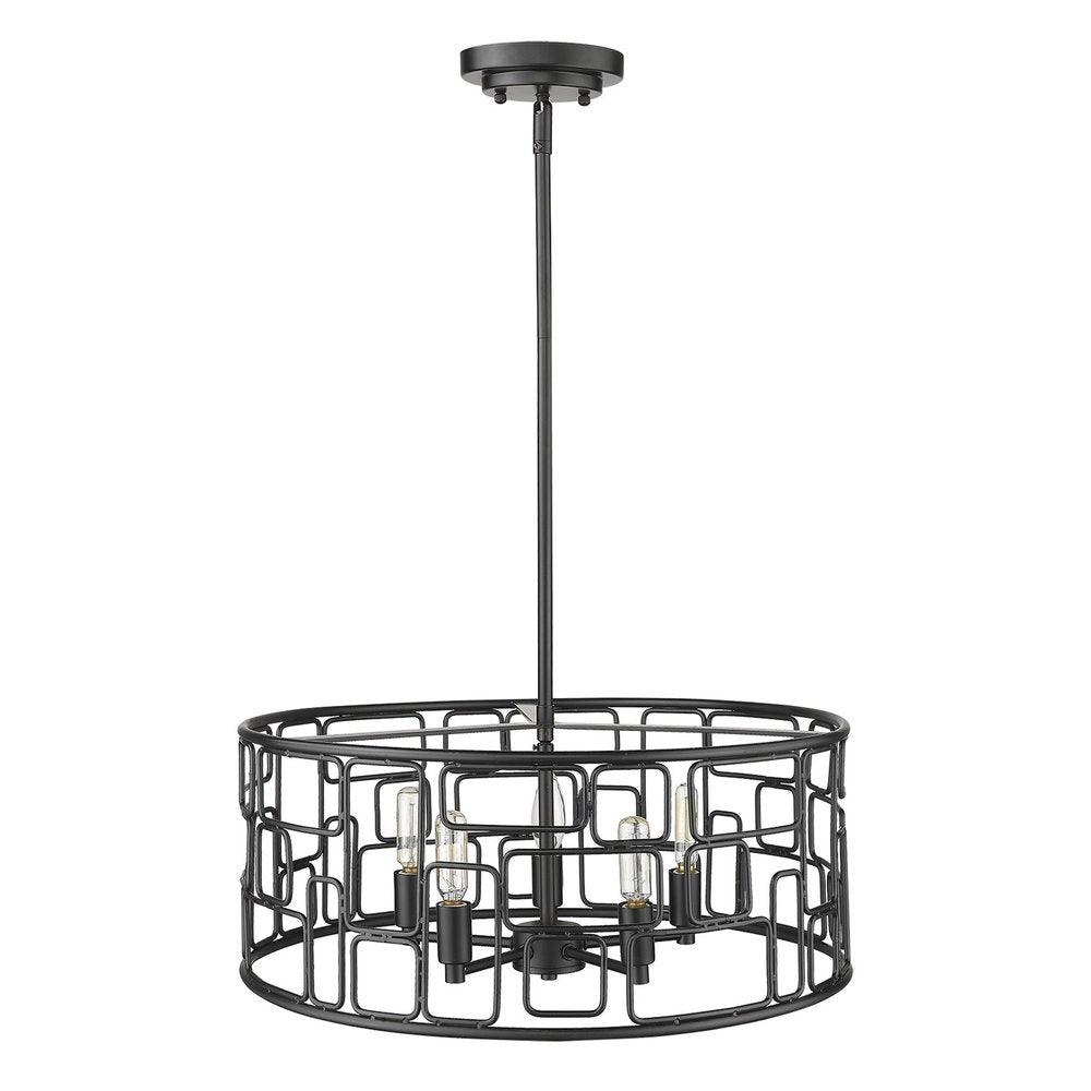 Amoret 5-Light Matte Black Convertible Pendant HomeRoots