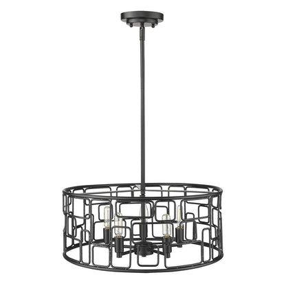 Amoret 5-Light Matte Black Convertible Pendant HomeRoots