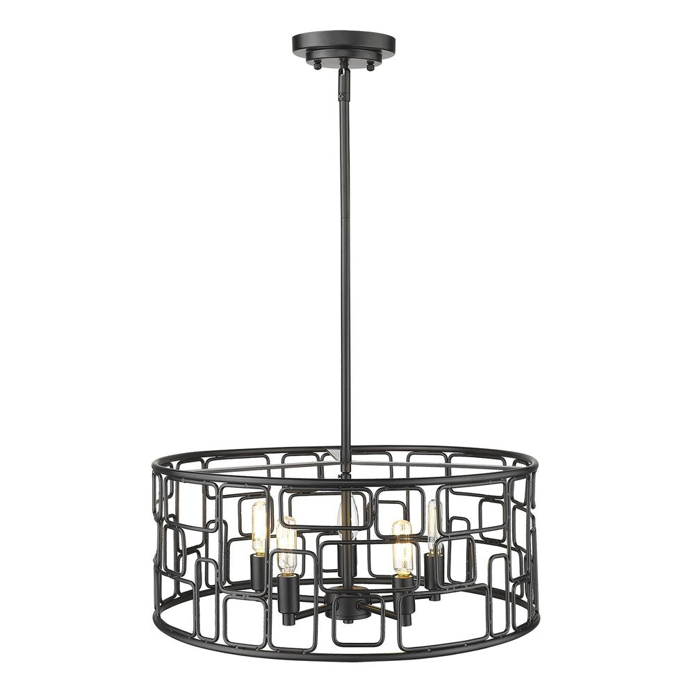 Amoret 5-Light Matte Black Convertible Pendant HomeRoots